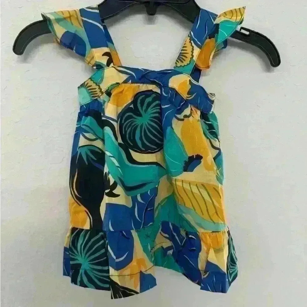 NWT PATAGONIA PATALOHA BABY Hawaiian print dress Sz 6 months in blue yellow - Picture 2 of 6
